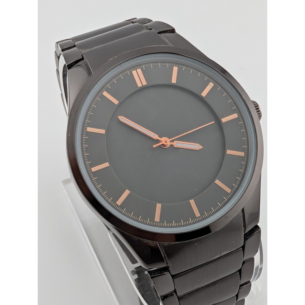Men's Gunmetal Tone Watch 40mm Case 6.75" Band- New Battery